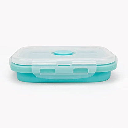 CCyanzi 3piece Collapsible Food Storage Containers with Lids, Silicone Lunch Container, Microwave & Freezer Safe, Space Saving for Kitchen Cabinet and Camping Backpack,(blue) - color: blue