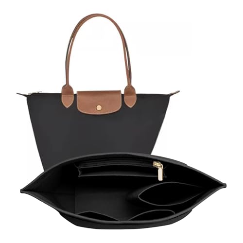 LOUKAYCCI Felt Purse Organizer Insert for Longchamp Le Pliage L Handbag Insert (Large, Black) - color: Black, size: Large