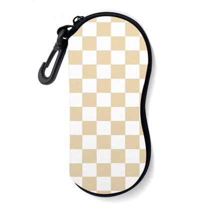 Sunglasses Soft Case, Ultra Light Portable Neoprene Zipper Glasses Case for Men Women - color: Khaki Plaid