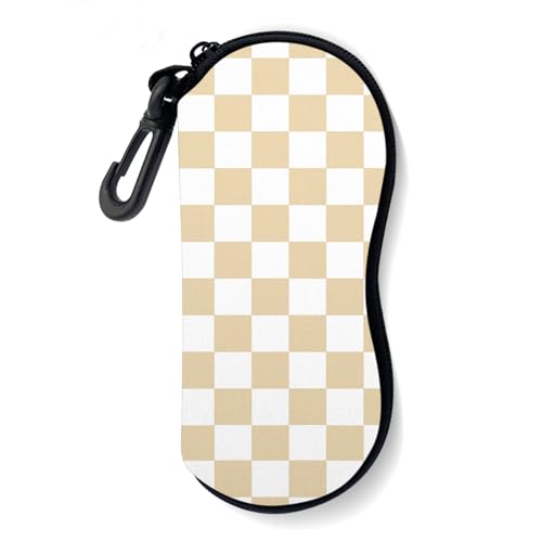 Sunglasses Soft Case, Ultra Light Portable Neoprene Zipper Glasses Case for Men Women - color: Khaki Plaid