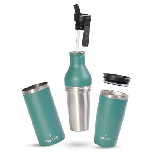 Tumbler, Stainless Steel 2-in-1 Travel Coffee Mug & Water Bottle, Leak Proof Insulated Cup for Hot & Cold Drinks, BPA Free, Fits Most Cup Holders (Peacock Green) - color: Peacock Green