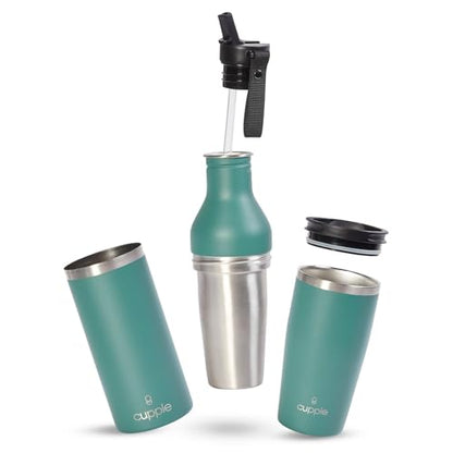 Tumbler, Stainless Steel 2-in-1 Travel Coffee Mug & Water Bottle, Leak Proof Insulated Cup for Hot & Cold Drinks, BPA Free, Fits Most Cup Holders (Peacock Green) - color: Peacock Green