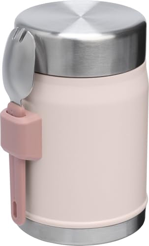 STANLEY Classic Food Jar and Spork | Vacuum Insulated Food Container | Wide Mouth Screw On Lid | Packable for Travel | Stainless Steel with Leakproof Lid | BPA-Free - color: Rose Quartz