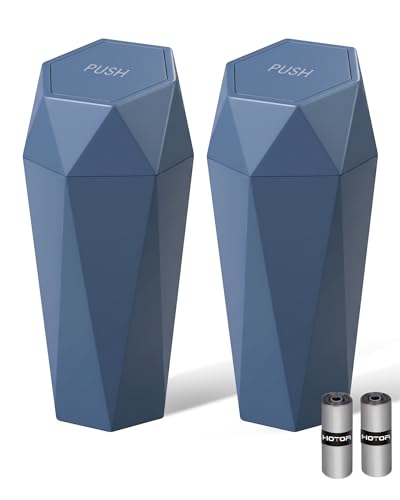 HOTOR Car Trash Can with Lid - 2 Pack, Car Accessories for Interior, Leakproof Vehicle Garbage Can with 30 Attached Trash Bags, Multipurpose Organizers and Storage for Home, Office, Dark Blue - color: Dark Blue