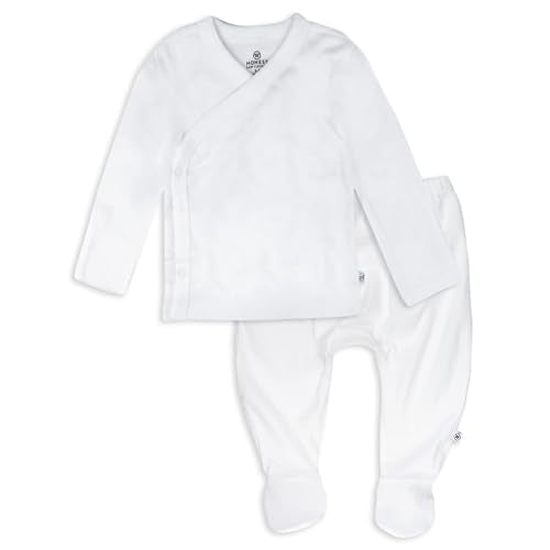 HonestBaby Baby Multipack Gift Bundle Sets Mix Match Outfits 100% Organic Cotton for Newborn Infant Baby Boys, Girls, Unisex - color: Honestly Pure White, size: 3-6 Months