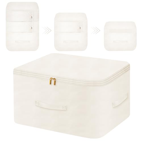 Ultra Space Saving Self Compression Organizer, Comforter Storage Bag for Clothes, Blankets, Pillows, Duvet, Comforters, Bedding Sets and Much More (Khaki,X-L - 54 * 42 * 60cm) - color: Khaki, size: X-L - 54*42*60cm
