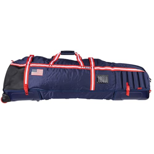 Sun Mountain Kube Golf Travel Bag, 2-Wheel Rolling System-Compact Storage Case - color: Navy White Red