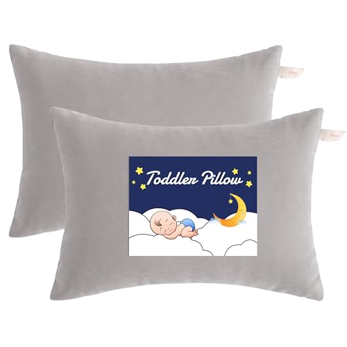 NTBAY Toddler Pillows, Down Alternative 13"x18" Pillows, Machine Washable - Soft and Breathable Travel Small Pillows for Sleeping, Ideal for Daycare, Crib, Cot, Light Grey - color: Light Grey, size: 13"x18"
