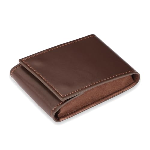 Travel Watch Case - Leather Watch Pouch with Velvet Lining, Single Case, Unisex | Business Travel and Office Christmas Gift (Brown - color: brown, size: Square shape