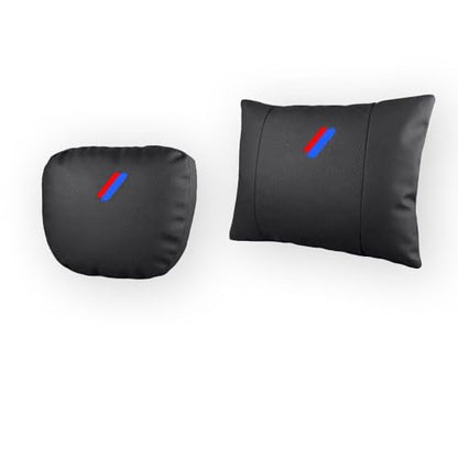 Car Lumbar Support Pillow and Car Neck Pillow Kit Compatible with BMW M 3 5 7 X1 X3 M3 M5 X1 X5 X6, Car Neck Rest Headrest Guard Lumbar Cushion Long Driving Travel Accessories