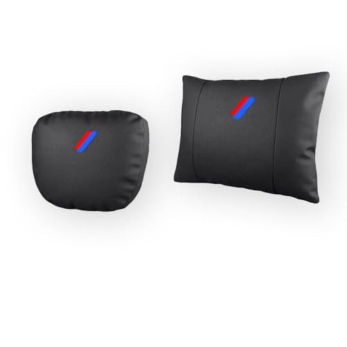 Car Lumbar Support Pillow and Car Neck Pillow Kit Compatible with BMW M 3 5 7 X1 X3 M3 M5 X1 X5 X6, Car Neck Rest Headrest Guard Lumbar Cushion Long Driving Travel Accessories