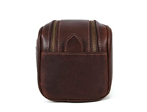Leather Toiletry Travel Pouch Leather Waterproof Dopp Kit By Aaron Leather Goods - color: Honey Brown