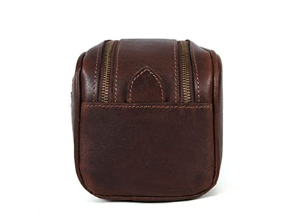 Leather Toiletry Travel Pouch Leather Waterproof Dopp Kit By Aaron Leather Goods - color: Honey Brown