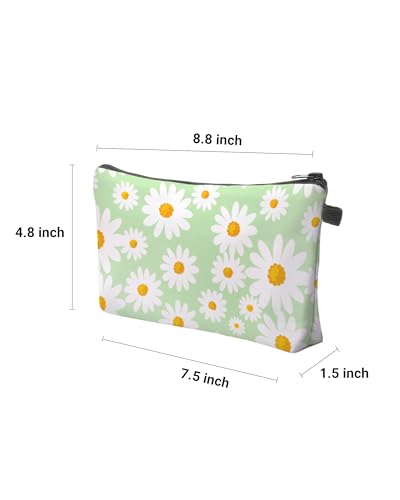 Cute Travel Makeup Bag Cosmetic Bag Small Pouch Gift for Women (Daisy Sage Green) - color: Daisy Sage Green