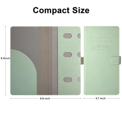 RSAquar Car Registration and Insurance Holder, Vehicle Glove Box Organizer Cool Car Accessories, Car Document Holder for Cards, Driver License & Essential Document, JD-Green - color: JD-Green