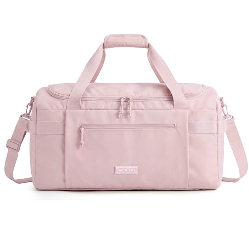 BAGSMART Travel Duffel Bags with Dividers, 32L Gym Duffle Bag with Laptop Compartment, Carry On Weekender Overnight Bag, Shoe Bag, PVC Wet Pocket, Pink - color: Pink