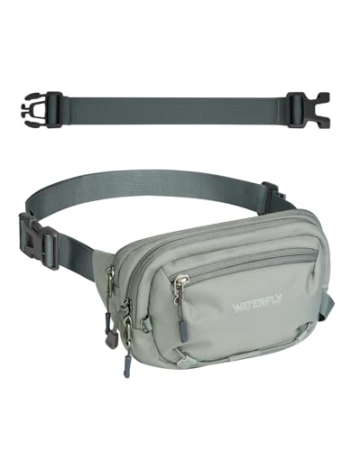WATERFLY Small RFID Fanny Pack: 1.5L Slim Mini Anti-Theft Crossbody Waist Bag with Extender Strap, Water-Resistant Waist Pack for Men Women Travel Hiking Running-Grey - color: Grey