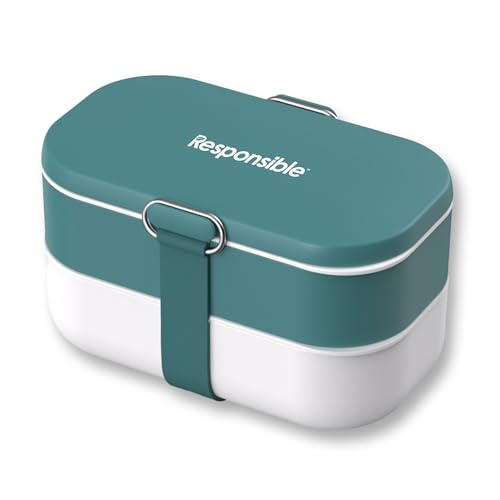 Responsible Products Leak Resistant Bento Box with Tableware for Adult - Teens, Insulated Lunch Box for Women - Men - Girls - Boys, BPA Free, Dishwasher Safe, Microwave Safe, Freezer Safe, 46 oz - color: Fresh Turquoise, size: Modern All-In-One
