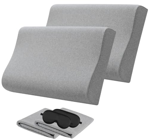 2 Pack Pillow Cover,Replacement Pillow Case for Memory Foam Neck Pillow,Soft Cotton Pillow Protector for Neck Cervical Pillow,Latex Pillow,Hidden Zipper… - color: Grey (2 Pack), size: 20x12 Inch (Pack of 1)