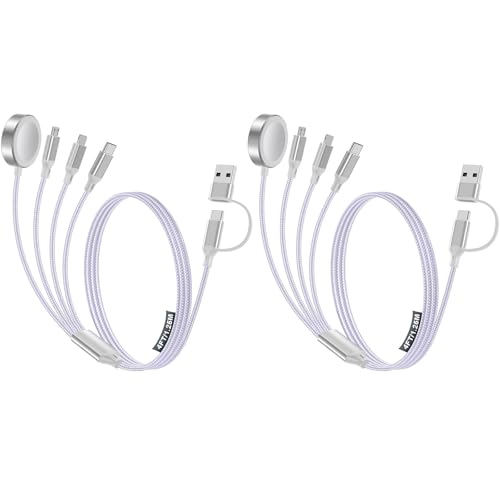 Travel Essentials,Multi Charging Cable for Apple Watch Charger/iPhone Charger/Samsung Charger,USB A & Type C Power Cable for iWatch Ultra/10-2/iPhone 17-11/Samsung S26,Serial Cables,Car[1.2M] - color: 2-Purple+Purple, size: 1.2M
