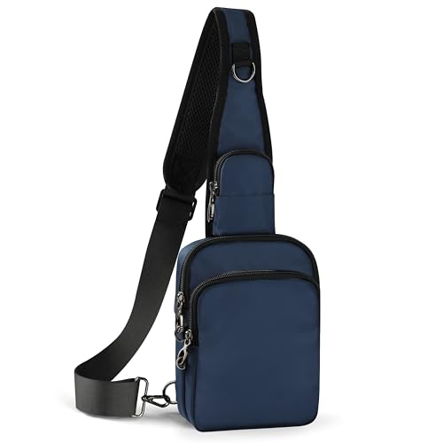 VADOO Sling Bag, Crossbody Bag with Zipper Lock, RFID Blocking & Water Resistant for Men and Women - color: Blue