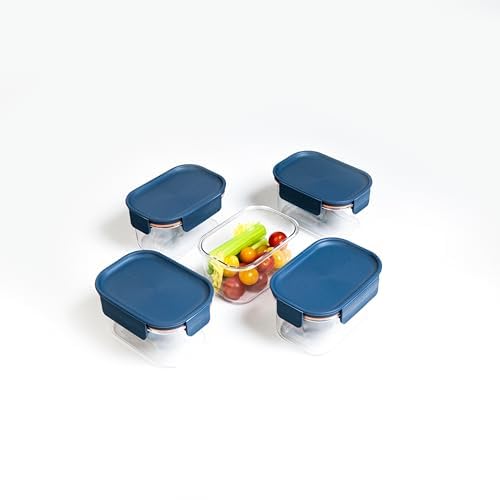 LocknLock Tritan Plastic Bisfree Modular Plus Food Storage Container Set, Lunch, Meal Prep, Stackable, BPA-Free, Leakproof, Freezer-Safe, 10 Pieces, 5 Boxes and 5 Lids, Navy, 450ml - color: Navy, size: 10 set (5 containers & 5 Lids), 450 ml