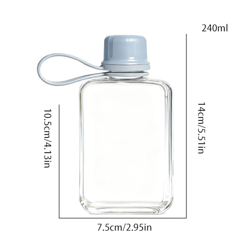 8.2 oz/240 ml Flat Travel Water Bottle, BPA Free Tritan Reusable Plastic Water Bottles Square Plastic Flask Pocket for Camping, Fitness, Outdoor Sports, Fits Purse and Pocket（Blue） - color: Blue