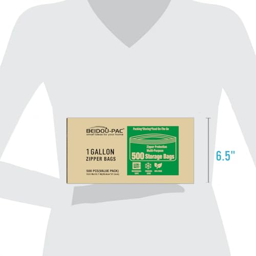 BEIDOU-PAC Gallon Food Storage Freezer Bags, 500 Count | Double Zipper | 10.5" * 10.7", Freshness Easy Open Reclosable Clear Plastic Bags - style: Zip | gal 500 count