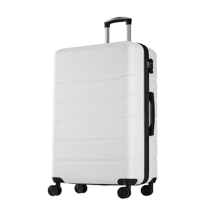 Sweetcrispy 24 Inch Checked Luggage, ABS Lightweight Rolling Hard Shell Suitcase with Smooth Spinner Wheels, Built-in TSA Lock, Durable Travel Suitcase for Business and Vacation Trip, White - color: White, size: 24 Inch