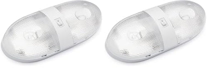 Lumitronics RV Double Ceiling Dome Light, Interior Lighting for Camper Trailer - On/Off Switch, Removable Lenses (Pack of 2) - size: Double (Pack of 2)