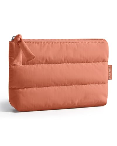 BAGSMART Small Puffy Water-Resist Makeup Bag for Women - color: Clay Pink, size: Small