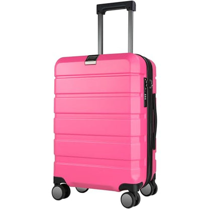 KROSER Hardside Expandable Carry On Luggage with Spinner Wheels & Built-in TSA Lock, Durable Suitcase Rolling Luggage with USB Port, Carry-On 20-Inch Magenta - color: Magenta
