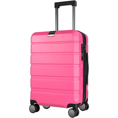 KROSER Hardside Expandable Carry On Luggage with Spinner Wheels & Built-in TSA Lock, Durable Suitcase Rolling Luggage with USB Port, Carry-On 20-Inch Magenta - color: Magenta