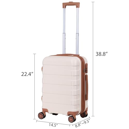 SUPER DEAL 21 Inch Carry On Luggage, Expandable Hardshell Spinner Suitcase with 360-Degree Wheels Height Adjustable Handle for Travel Business Trip, Cream White - color: Cream White
