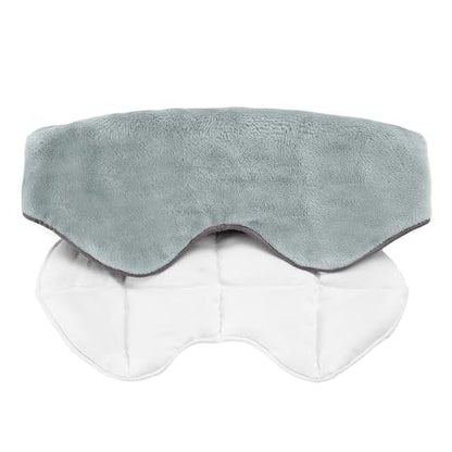 Sivio Weighted Eye Mask for Sleeping, Cooling & Cozy Reversible Blackout Sleep Mask for Women & Men, Microwave Freezable Heavy Blindfold for Airplane, Travel, Meditation, 0.55lb, Grey - color: Grey