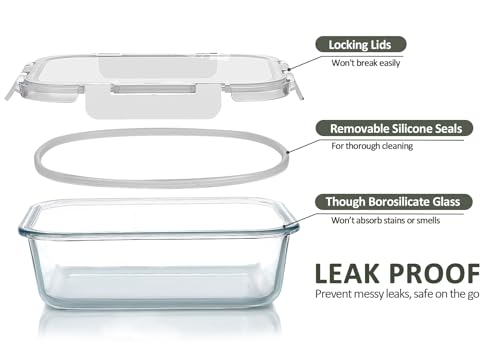 M MCIRCO 10-Pack 22 Oz Glass Meal Prep Containers with Lids - Microwave, Oven, Freezer & Dishwasher Safe - White - color: white