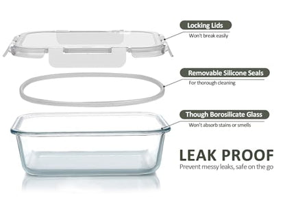 M MCIRCO 10-Pack 22 Oz Glass Meal Prep Containers with Lids - Microwave, Oven, Freezer & Dishwasher Safe - White - color: white