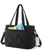 BAGSMART Lunch Bag Women Large Lunch Box Insulated Tote Bag with Multi-Pockets Quilted Puffy Tote for Work, Outdoors - color: 04-Black