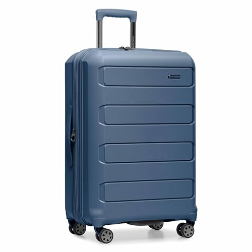 Traveler's Choice Pagosa Hardshell Expandable Luggage with Spinner Wheels, Slate Blue, 27-Inch Medium - color: Slate Blue, size: 27-Inch Medium