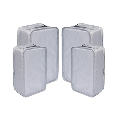 Travel Shoe Bags, Foldable Waterproof Shoe Pouches Organizer-Double Layer (2+2 Grey Shoebags) - color: Grey, size: 2+2 Packs