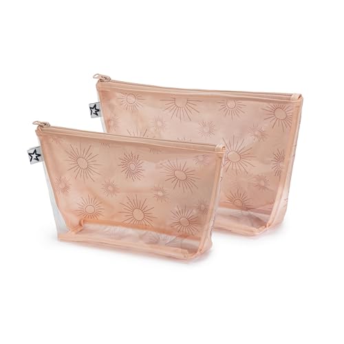 Tiny Twinkle Diaper Bag Organizing Pouches | 2 Pack Mess-Proof Travel Organizer Bags with Structured Bottom & Clear Front | TSA Approved Toiletry Bag Set for Baby and Mom Essentials (Shine) - color: Shine