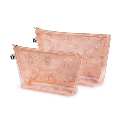 Tiny Twinkle Diaper Bag Organizing Pouches | 2 Pack Mess-Proof Travel Organizer Bags with Structured Bottom & Clear Front | TSA Approved Toiletry Bag Set for Baby and Mom Essentials (Shine) - color: Shine