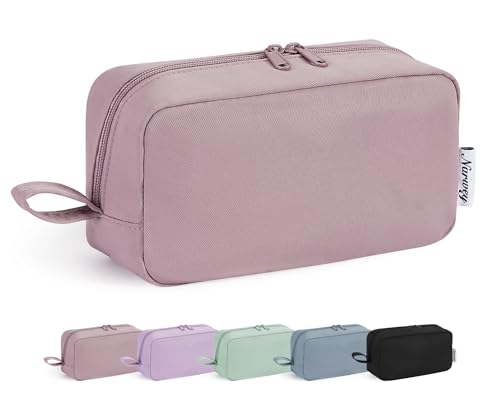 Narwey Cute Makeup Bag Small Toiletry Bag Travel Cosmetic Bag Organizer Make Up Bags with Organized Pockets for Women (Dusty Rose, Large) - color: AB-Dusty Rose, size: Large