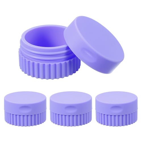 uxcell 4pcs Travel Containers for Toiletries, 0.68oz 20ml Small Silicone Cream Jars Leak-proof Travel Essentials with Lid for Cosmetic Body Skin Cream, Blue Purple - color: Blue Purple