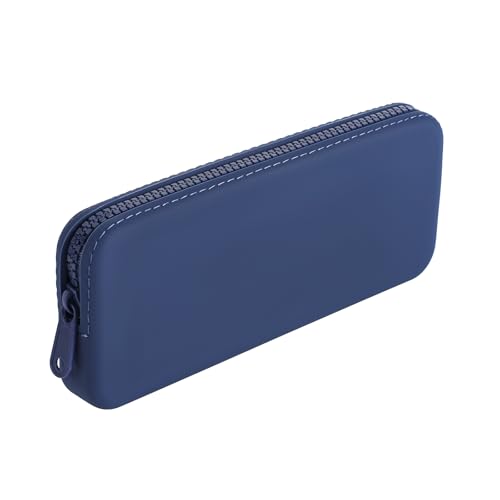 JOVAKIT Rectangle Portable Silicone Cosmetic Bag for Women, Travel Waterproof Makeup Bag Gifts for Women Girls, Zipper Closure Makeup Brush Toiletry Case Travel Storage Organizer Pouch (Blue) - color: Blue