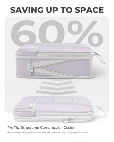 Percover Compression Packing Cubes for Travel, 6-Piece Structured Compression Organizer Set for Organized Packing & Carry-On Luggage, Purple - color: Purple, size: 6 Set