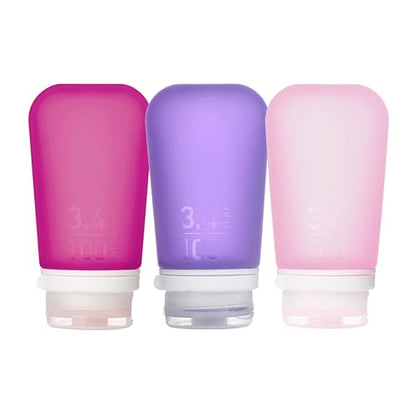 humangear GoToob+ Bottles - Silicone Leak-Proof Travel Tubes for Toiletries, Camping & TSA Carry-On (3-Pack), Large (3.4 fl oz; 100ml), Rose/Lilac/Magenta - color: Rose/Lilac/Magenta, size: 3.4 Ounces