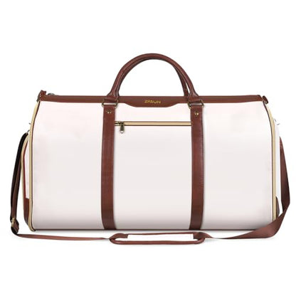 ZRSUN Garment Bag for Travel, Convertible Carry-On Duffel with Shoe Compartment, Waterproof & Wrinkle-Free Suit Carrier for Business Trips & Weekend Getaways, Foldable & Lightweight - color: Beige
