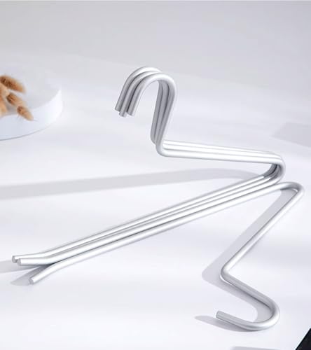 Premium Matte Silvery Aluminum Pants Hanger 10 Pack, 13.7” Extra Smooth & Durable Metal Shirt Dress Hanger,Aluminum Alloy Hanger,Clothing Support,Clothing Hang - style: Silver Pants Hanger（10）