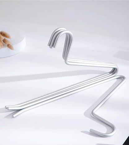 Premium Matte Silvery Aluminum Pants Hanger 10 Pack, 13.7” Extra Smooth & Durable Metal Shirt Dress Hanger,Aluminum Alloy Hanger,Clothing Support,Clothing Hang - style: Silver Pants Hanger（10）